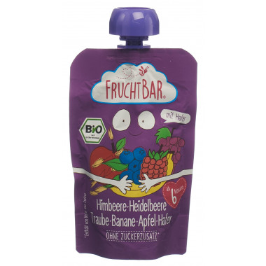 Fruchtbar Fruchtpüree Bio Himbeere Heidelbeere Traube Banane Apfel Hafer 100g