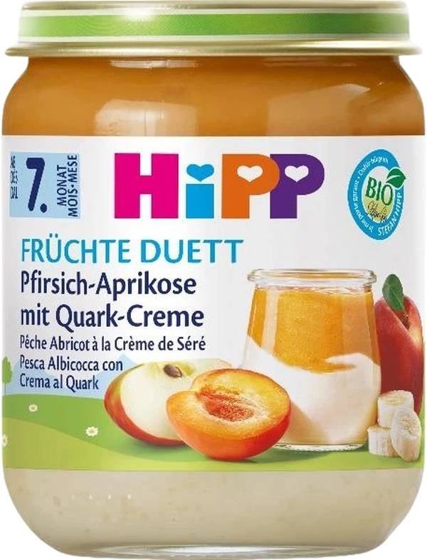 Hipp Bio Pfirsich-Aprikose mit Quark Glas 160g