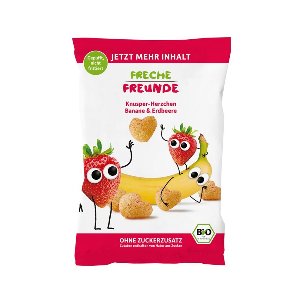 FRECHE FREUNDE Knusper-Herzchen Banane&Erdbeere Btl 30g