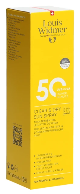 Louis Widmer Clear Dry Sun Spray 50 Unparfümiert 200ml