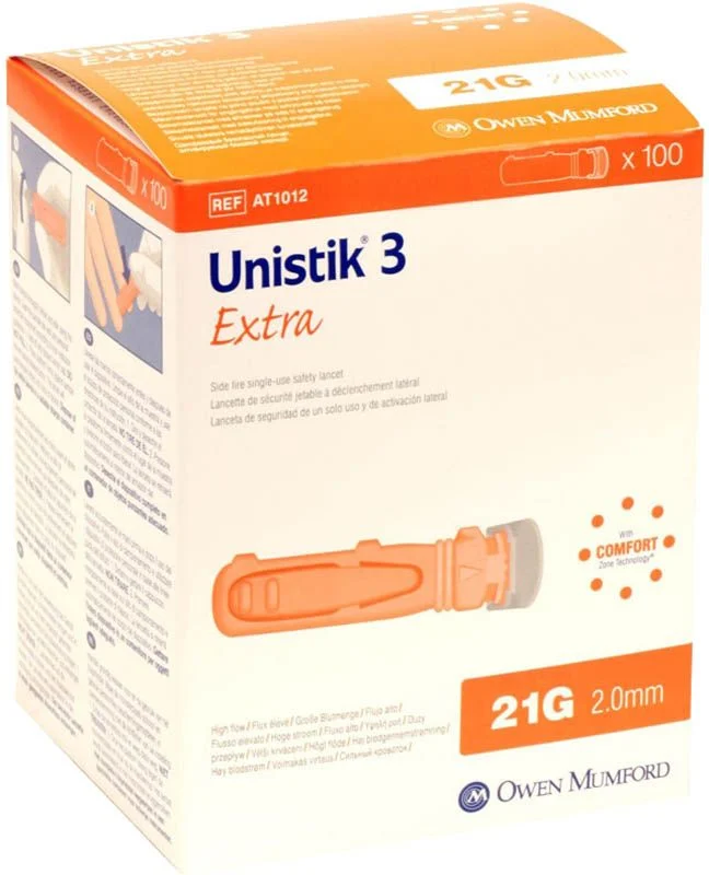 UNISTIK 3 Lanzetten Extra 21G (2.0mm) 100 Stück