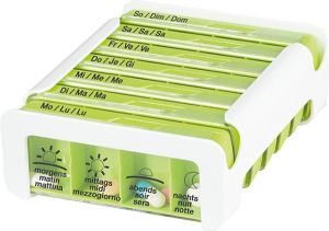Anabox Medidispenser compact 7 Tage grün 4 Fächer deutsch/französisch/italienisch