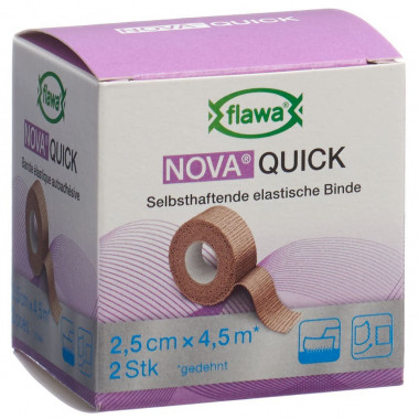 Flawa Nova Quick kohäsive Reissbinde 2.5cmx4.5m hautfarbig 2 Stück