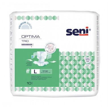 Seni Optima Trio Vorlagen L mit Hüftbund atmungsaktiv Hüftumfang 80-125cm 8 Tropfen 10 Stück Seni Optima Trio Vorlagen L mit Hüftbund atmungsaktiv Hüftumfang 80-125cm 8 Tropfen 10 Stück