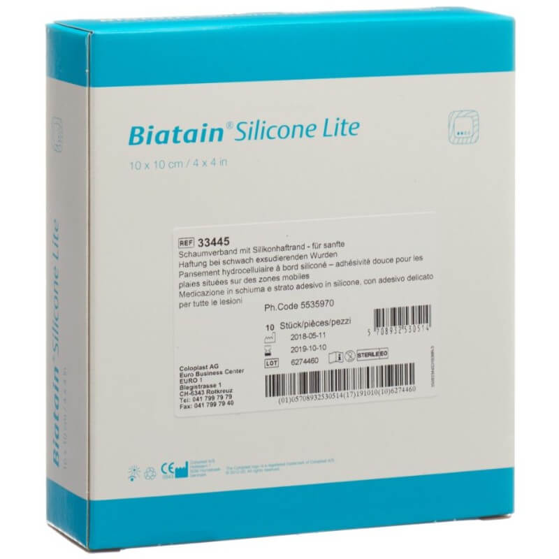 Biatain Silicone Lite Schaumverband 10x10cm 10 Stück