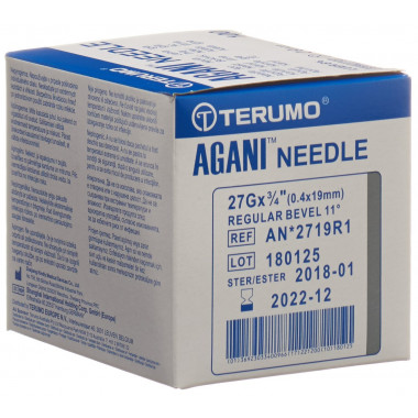Terumo Agani Einmalkanüle 27G 0.4x19mm grau 100 Stück Terumo Agani Einmalkanüle 27G 0.4x19mm grau 100 Stück
