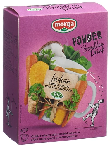 Morga Power Powder Bouillon Drink Indian Bio 10 Beutel à 4g