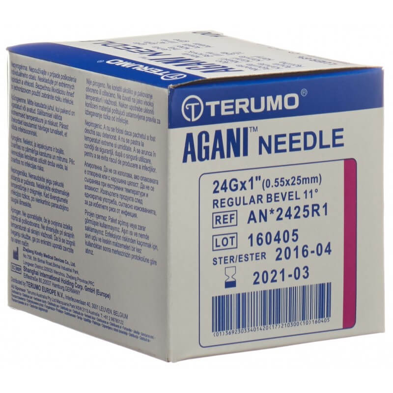 Terumo Agani Einmalkanüle 24G 0.55x25mm lila 100 Stück Terumo Agani Einmalkanüle 24G 0.55x25mm lila 100 Stück