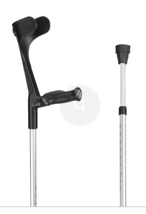 Sahag Krücken Anatomischer Softgriff 76-96cm alu schwarz -140kg Druckknopf 2 Reflektoren 1 Paar