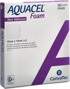 AQUACEL Foam Schaumverband nicht-adhäsiv 15x15cm 5 Stück