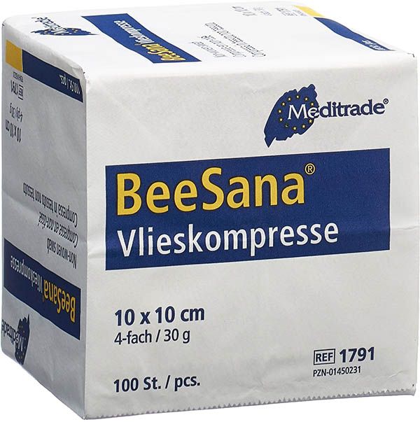 BEESANA Vlieskompr 10x10cm 30g/m2 4f 100 Stück
