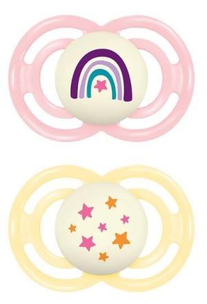 MAM Perfect Night Nuggi 6-16 Monate pink/yellow 2 Stück