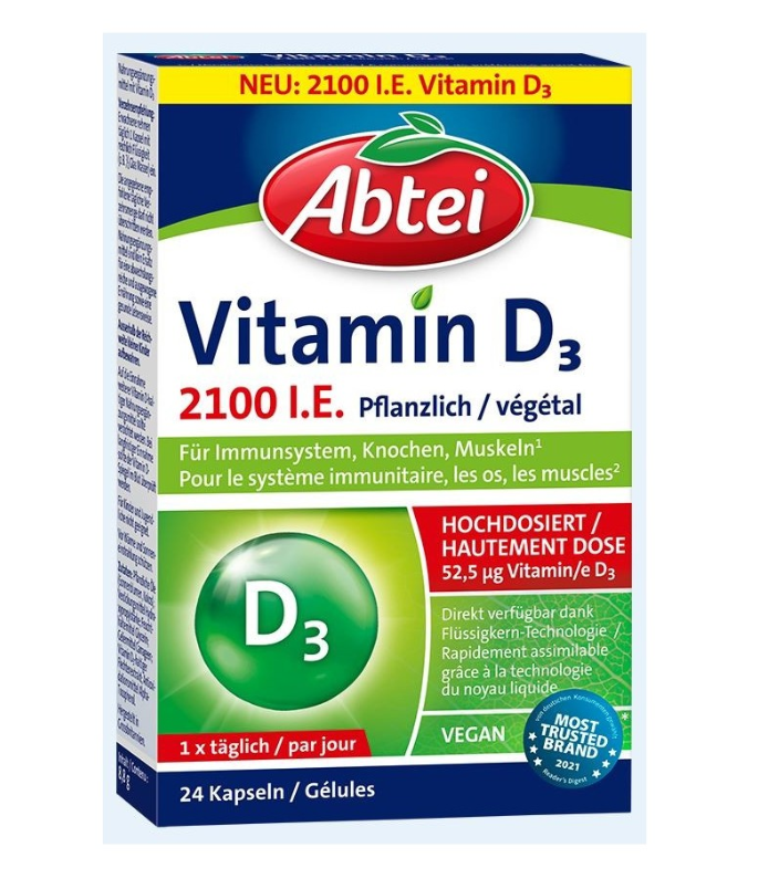 ABTEI Vitamin D3 Kaps 2100 IE pflanzlich 24 Stück ABTEI Vitamin D3 Kaps 2100 IE pflanzlich 24 Stück