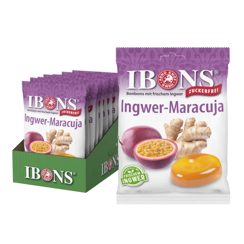IBONS Ingwer Bonbon Maracuja ohne Zucker 10x75g