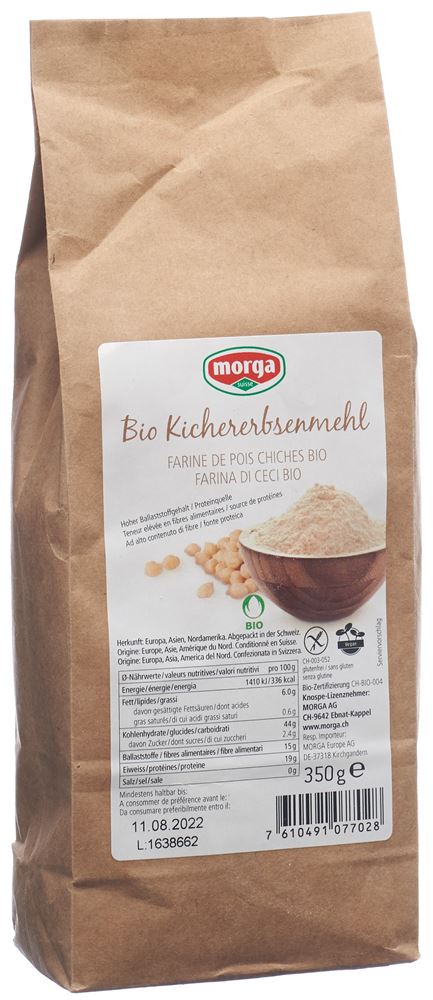 Morga Kichererbsenmehl glutenfrei Bio Knospe 350g Morga Kichererbsenmehl glutenfrei Bio Knospe 350g