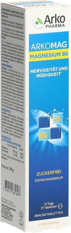 Arkomag Magnesium + B6 Brausetablette Ds 21 Stück