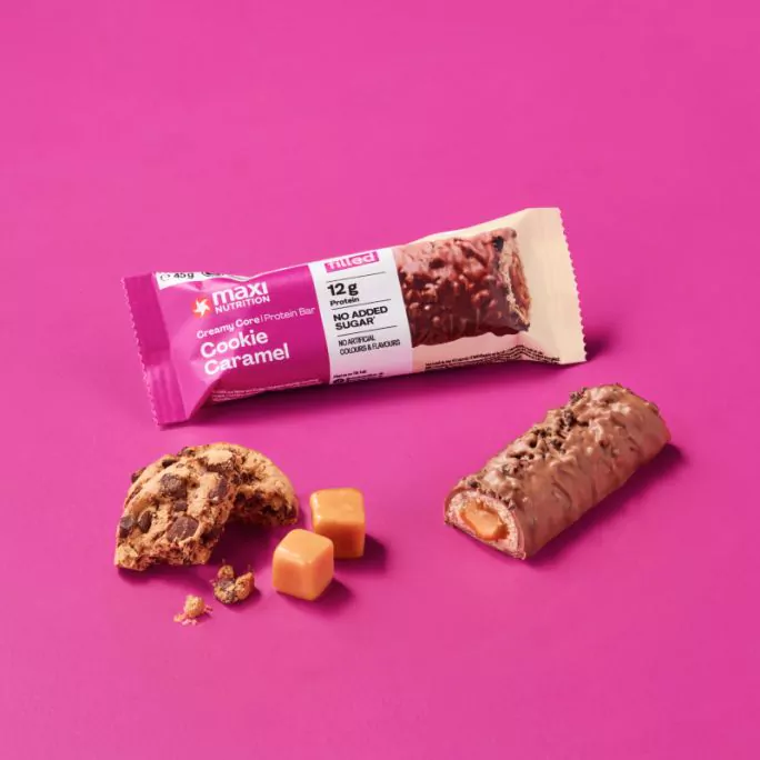 MAXI NUTRITION Crunchy Cookie Protein Riegel Peanut Caramel 45g