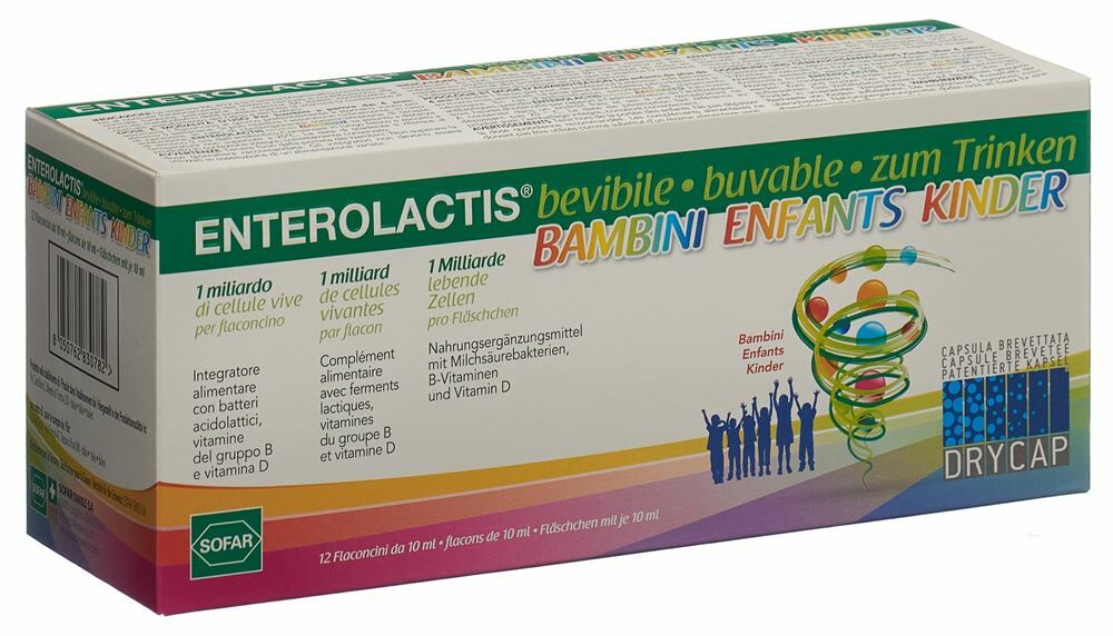 Enterolactis Trink Lös für Kinder mit Milchsäurebakterien B-Vitaminen und Vitamin D12, 10ml Enterolactis Trink Lös für Kinder mit Milchsäurebakterien B-Vitaminen und Vitamin D12, 10ml