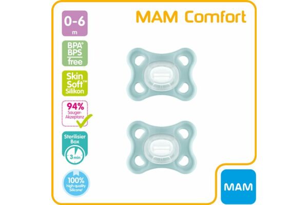 MAM Comfort Nuggi Silikon 0-6 Monate 2 Stück