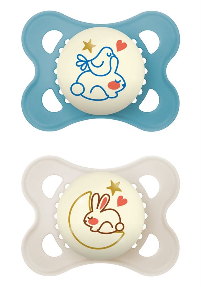 MAM Night Nuggi Silikon 0-6 Monate Boy 2 Stuck