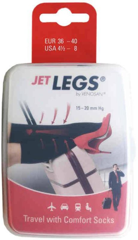 JET LEGS Travel socks 36-40 black Karton 1 Paar